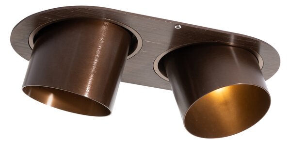 Faretto da incasso rotondo bronzo scuro GU10 70 mm orientabile 2 luci - Installa