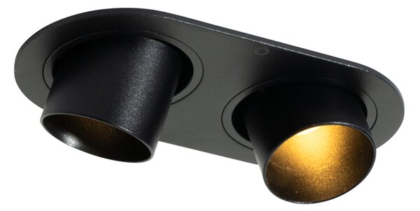 Faretto da incasso rotondo nero orientabile GU10 35 mm 2 luci - Installa