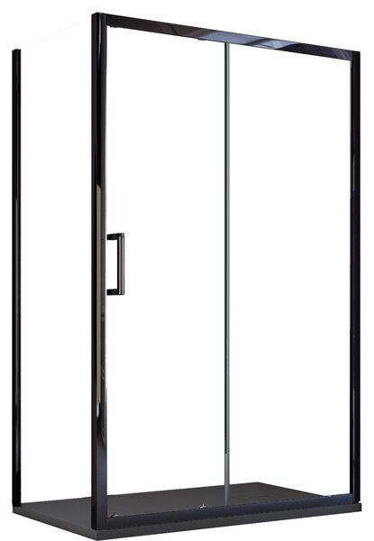 Box Doccia Angolare 70x100 cm 1 anta Scorrevole con Profili Neri in Cristallo trasparente 6mm H195 Bonussi Sole