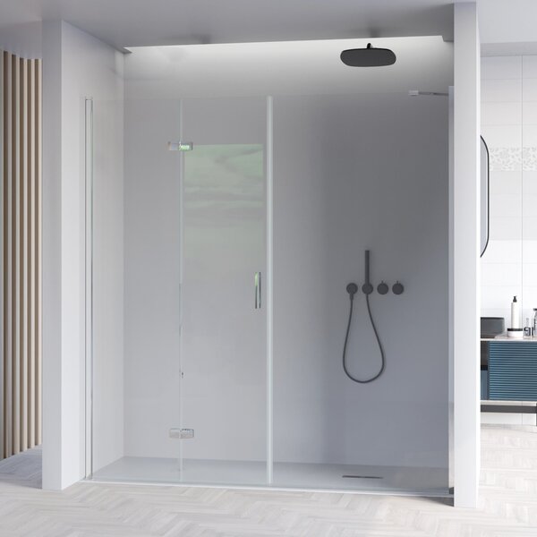 Porta Parete Doccia 135 cm 1 Anta a Soffietto in Cristallo Trasparente 6mm H195 Bonussi Prisca