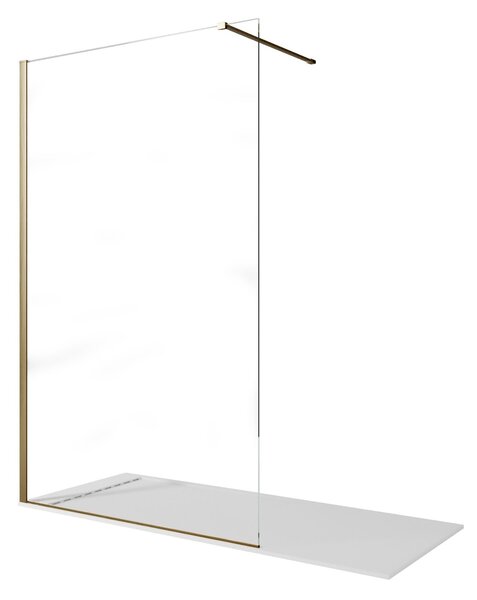 Parete Doccia Walk-In 70 cm con Profili Oro Spazzolato in Cristallo Trasparente 8mm H195 Bonussi Sveva