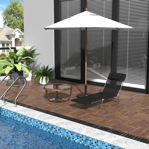 Outsunny Lettino Prendisole Pieghevole con Schienale Reclinabile e Cuscino, 182x56x24.5cm|Aosom