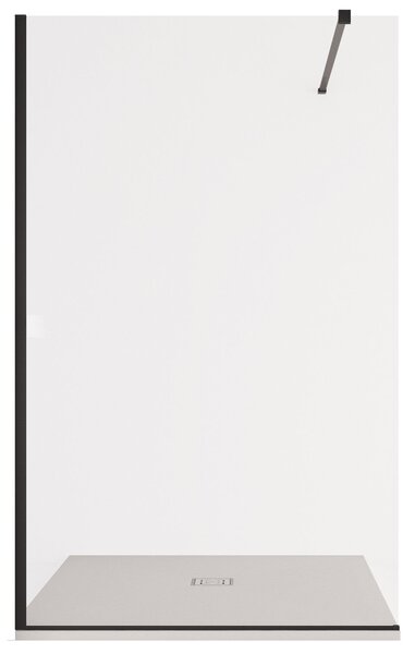 Parete Doccia Walk-In 100 cm Profili Neri e Cristallo Trasparente 8mm H195 Bonussi Nara
