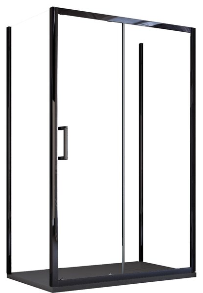 Box Doccia 3 Lati 70x100x70 cm 1 anta Scorrevoli con Profili Neri in Cristallo trasparente 6mm H195 Bonussi Sole