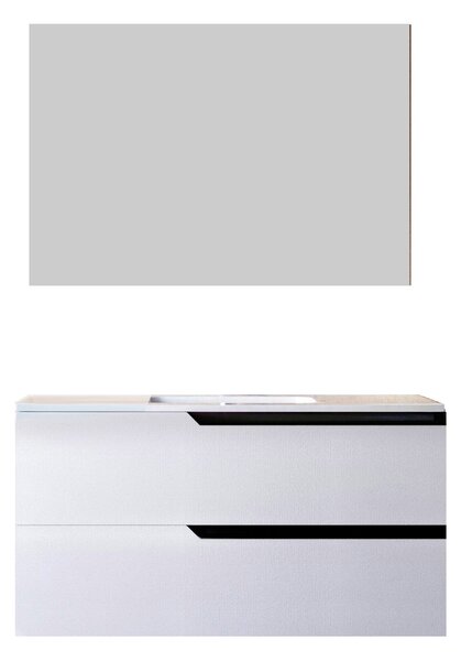 Mobile bagno 100 cm Sospeso Bianco Porcellana Boston con Specchio Rettangolare Bonussi