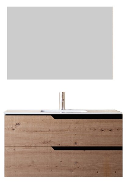 Mobile bagno 80 cm Sospeso Rovere Cartagena Boston con Specchio Rettangolare Bonussi