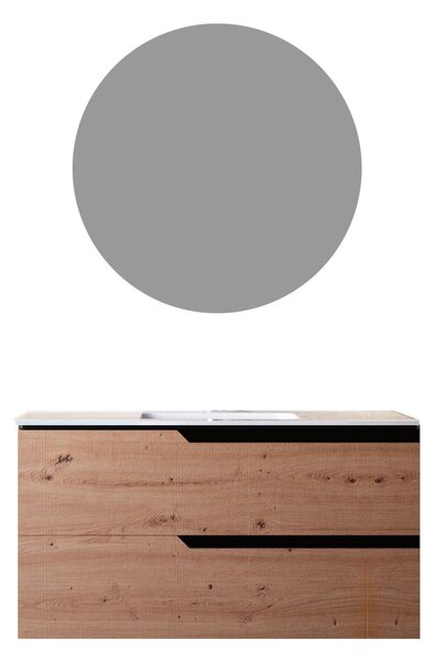Mobile bagno 100 cm Sospeso Rovere Cartagena Boston con Specchio Rotondo Bonussi