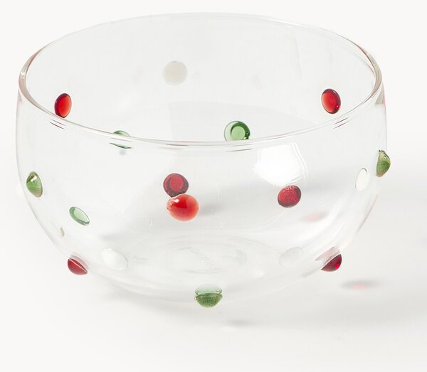 Set di 4 ciotole natalizie in vetro soffiato borosilicato Perli