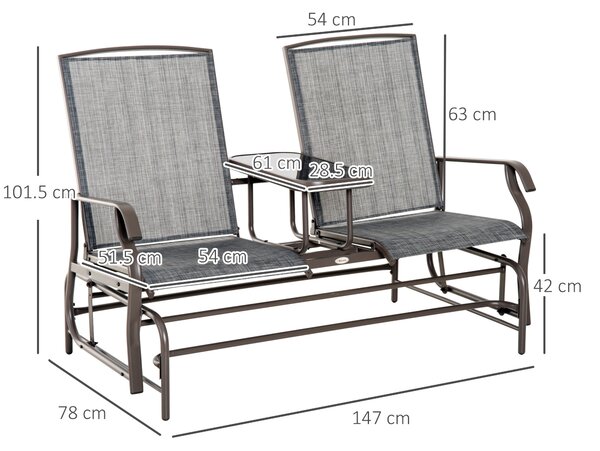 Outsunny – Dondolo da Giardino a Due Posti con Tavolino 81 × 147 × 100cm|Aosom