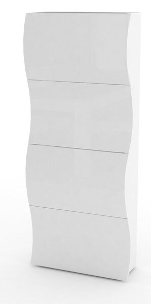 Scarpiera 4 Ante a Ribalta 71x26,6x161,4 cm Onda Bianco Lucido