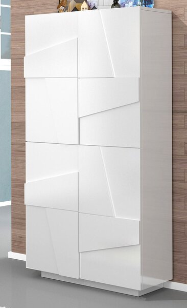 Scarpiera 4 Ante Battenti 81,2x39,2x167,6 cm Ping Bianco Lucido