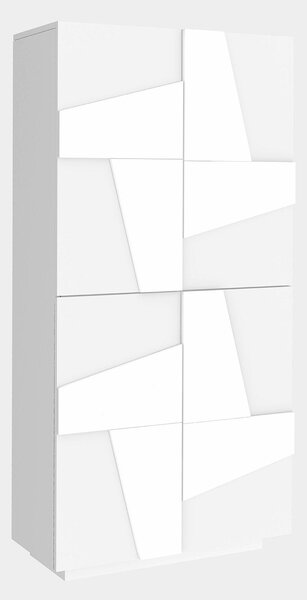 Scarpiera 4 Ante Battenti 81,2x39,2x167,6 cm Ping Bianco Lucido