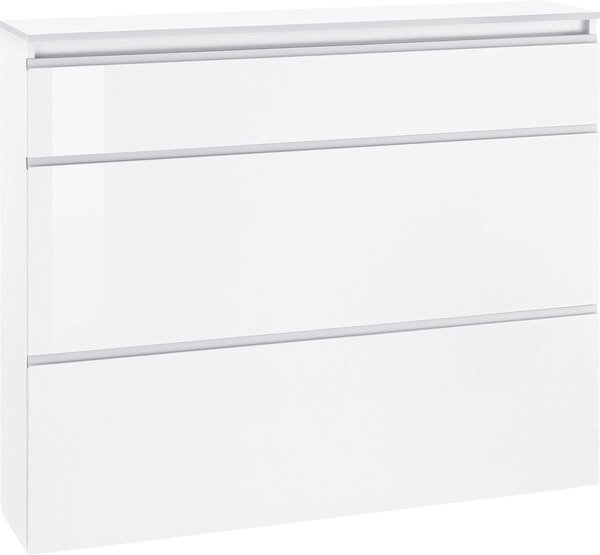 Scarpiera 2 Ante e 1 Antina a Ribalta 120x26,5x108 cm Magic Bianco Lucido