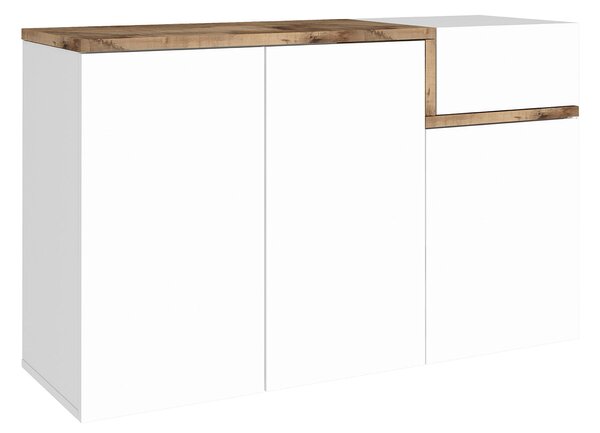 Scarpiera 3 Ante Battenti 1 Antina a Ribalta 120x40x80,1 cm Zet Bianco Lucido e Acero Pereira