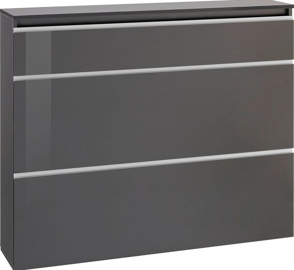 Scarpiera 2 Ante e 1 Antina a Ribalta 120x26,5x108 cm Magic Antracite Lucido