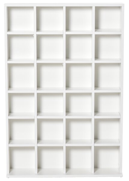 HOMCOM Mobile Libreria Porta CD e DVD con 24 Scomparti ad Altezza Regolabile, in Legno Composito Truciolato, 130.5x89x20cm, Bianco|Aosom Italy