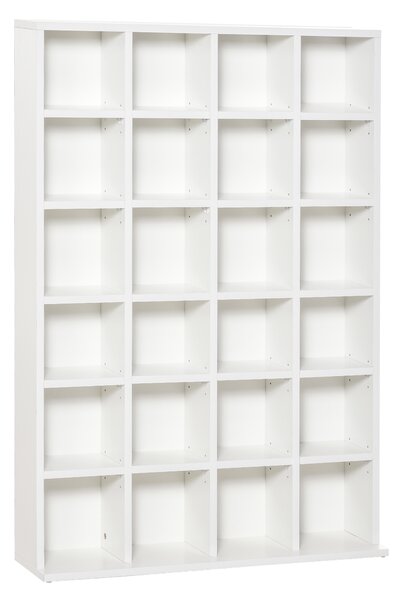 HOMCOM Mobile Libreria Porta CD e DVD con 24 Scomparti ad Altezza Regolabile, in Legno Composito Truciolato, 130.5x89x20cm, Bianco|Aosom Italy