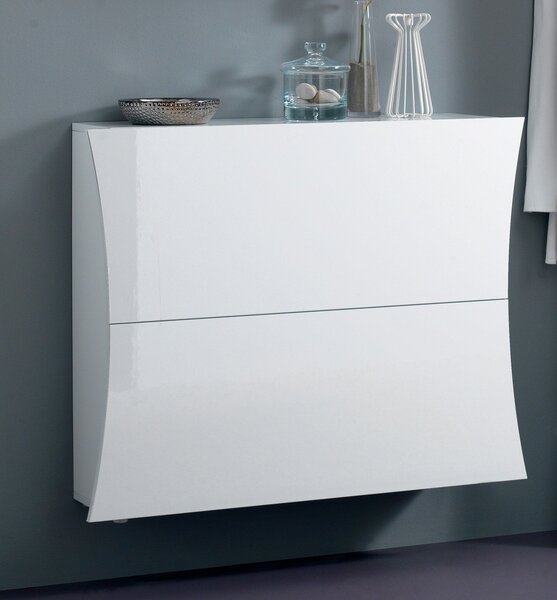 Scarpiera 2 Ante a Ribalta 101x26,6x81,4 cm Arco Bianco Lucido