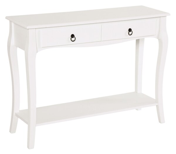 Homcom Tavolo Consolle per Ingresso con 2 Cassetti, Mobile Ingresso tavolo da ingresso, Bianco, 100x33x76cm|Aosom