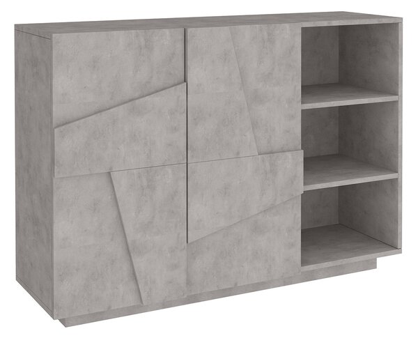 Mobile Multiuso 2 Ante 3 Vani Giorno 121,8x39,2x86 cm Ping Cemento Bronx