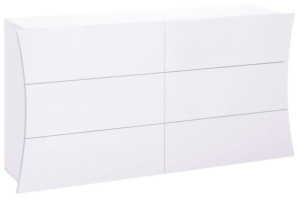 Comò 6 Cassetti 155,1x40x81,5 cm Arco Bianco Lucido