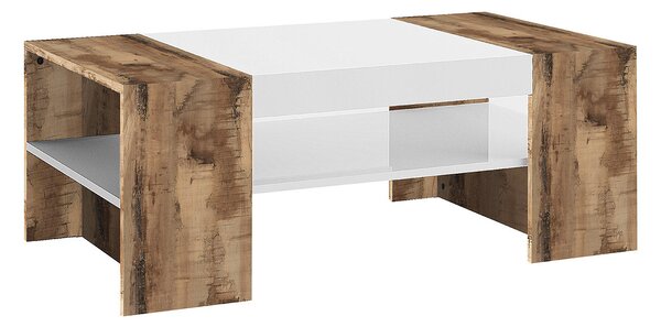 Tavolino da Caffè 110x60x40 cm Cherry Bianco Lucido e Acero Pereira