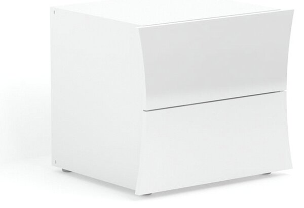 Comodino 2 Cassetti 50x40x41,3 cm Arco Bianco Lucido