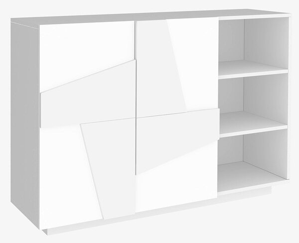 Mobile Multiuso 2 Ante 3 Vani Giorno 121,8x39,2x86 cm Ping Bianco Lucido