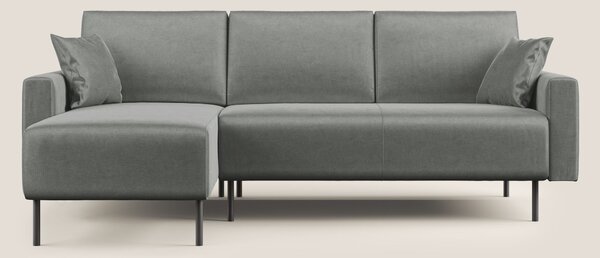 Arthur divano moderno angolare in velluto morbido impermeabile T01 gri