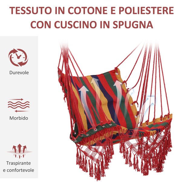 Outsunny Amaca Sedia Sospesa in Poliestere, Colorata, 100x60x100cm|Aosom
