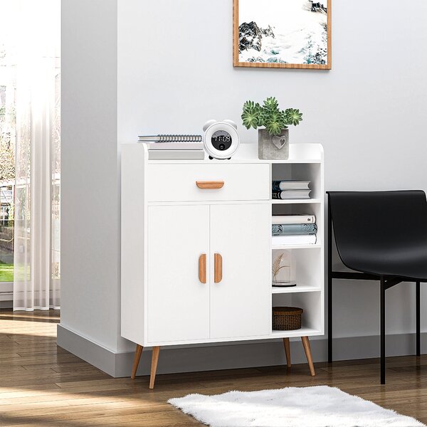HOMCOM Armadietto Mobiletto Salvaspazio con 4 Cestini Pannelli Particelle 80 x 29.5 x 96cm Bianco|Aosom