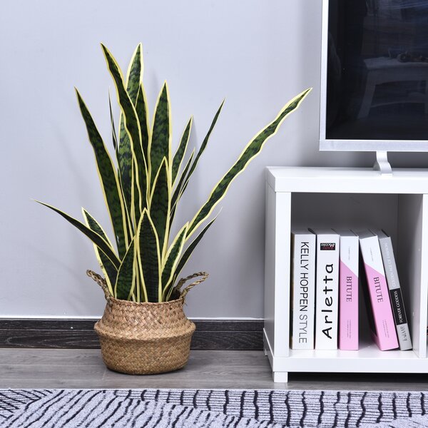 Outsunny Sanseveria Artificiale in Vaso, Pianta da Esterno e Interno con 21 Foglie (Ф15cm x 80cm)|Aosom