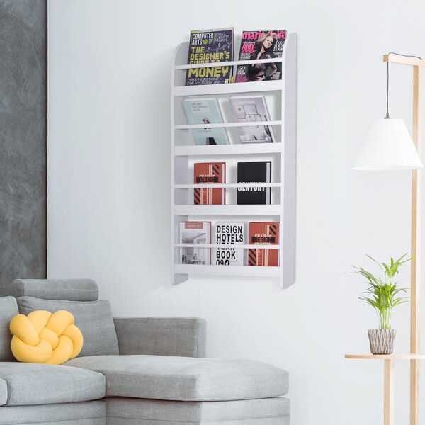 Homcom Libreria Scaffale da Parete 4 Mensole in Legno Bianco 59 x 12 x 113cm|Aosom