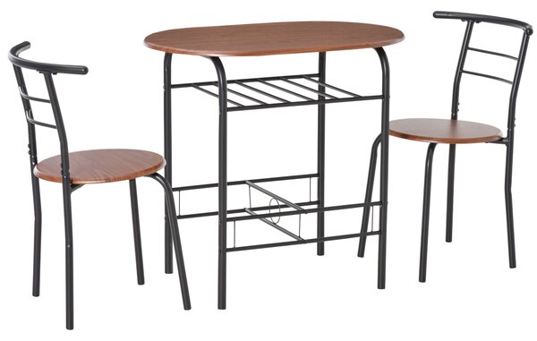 HOMCOM Set 3 Pezzi Mobili da Bar, Ristorante, Casa - 2 Sedie (38x47.5x75cm) 1 Tavolo (80x50x76cm) in Metallo e MDF|Aosom
