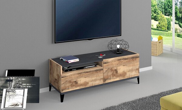 Mobile TV 1 Anta 1 Cassetto 120x40x47 cm Sunrise Acero Pereira e Ardesia