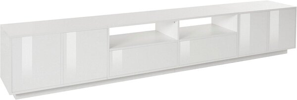 Mobile TV 4 Ante 2 Cassetti 260x41,4x46 cm Bloom Bianco Lucido