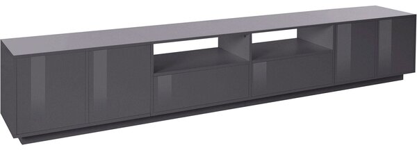 Mobile TV 4 Ante 2 Cassetti 260x41,4x46 cm Bloom Grigio Antracite Laccato Lucido