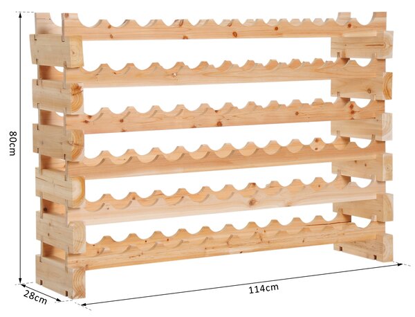 HOMCOM Scaffale Portabottiglie in Legno di Pino, Cantinetta con 6 Ripiani, Max 72 Bottiglie (100 kg), 114 x 28 x 80 cm|Aosom