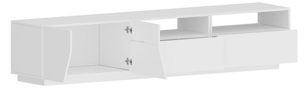 Mobile TV 2 Ante 2 Cassetti 200,1x43x46 cm Alien Bianco Lucido
