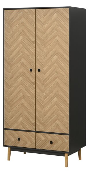 HOMCOM Armadio Moderno a Due Ante in Legno con 4 Vani, 2 Appendiabiti e Cassetti, 90x50x190cm, Grigio Scuro | Aosom Italy