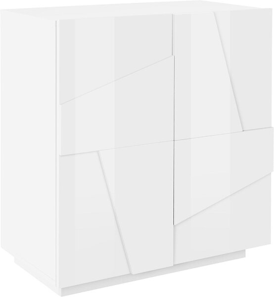 Credenza 2 Ante Battenti 81,2x44,2x86 cm Ping Bianco Lucido