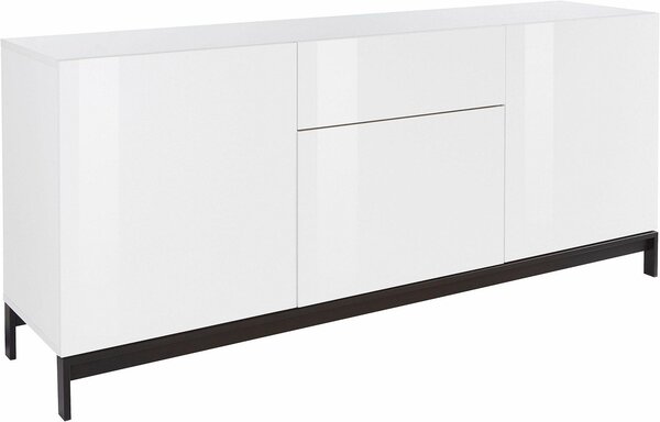 Credenza con piedi 3 Ante + 1 cassetto 170x40x73 cm Metis Bianco Lucido
