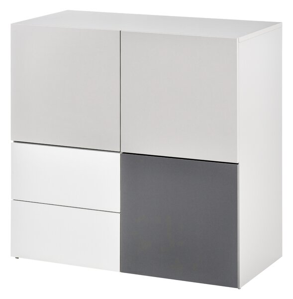 HOMCOM Armadietto Multiuso con Cassetti e Ante in Legno, Mobile per Soggiorno, Camera da Letto, Ufficio|Aosom