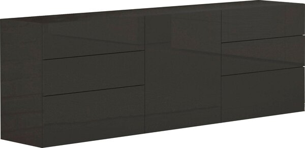 Credenza 1 Anta + 6 Cassetti 170x40x73 cm Metis Antracite Lucido