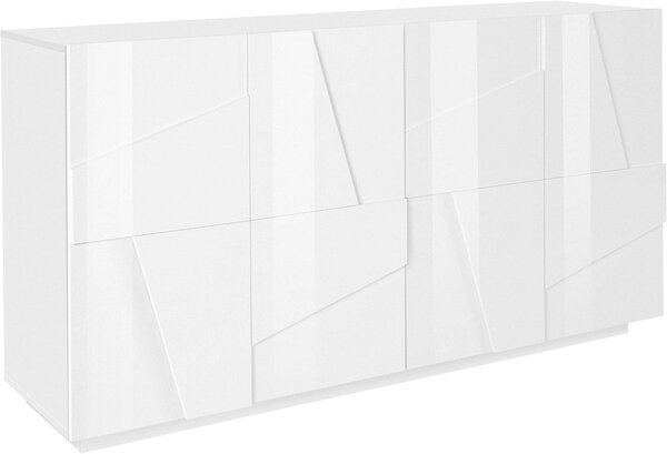 Credenza 4 Ante Battenti 162,4x44,2x86 cm Ping Bianco Lucido