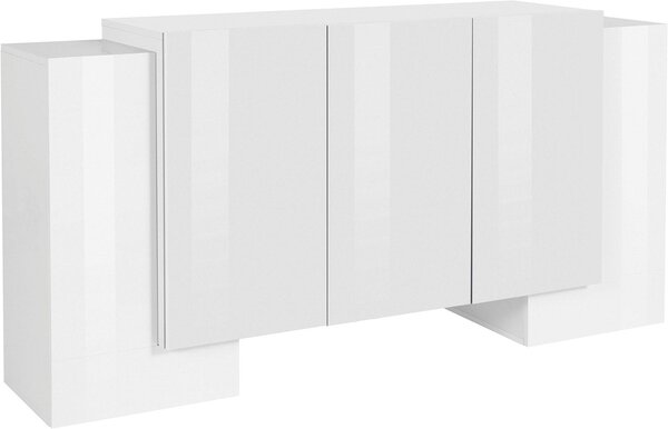 Credenza 2 + 3 Ante 170x45x85 cm Pillon Bianco Lucido