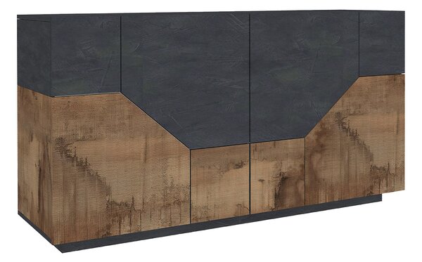 Credenza 4 Ante 220,1x43x86 cm Alien Ardesia e Acero Pereira
