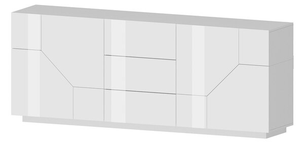 Credenza 4 Ante + 3 Cassetti 220,1x43x86 cm Alien Bianco Lucido