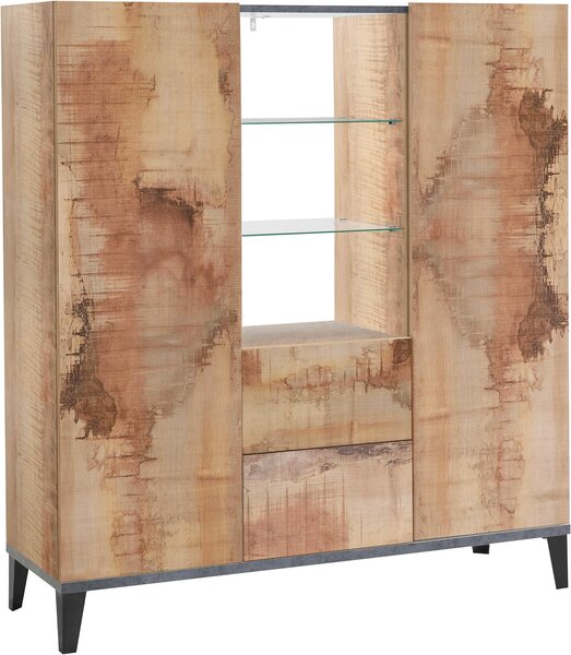 Credenza 2 Ante + 2 Cassetti 120x40x132,5 cm Sunrise Acero Pereira e Ardesia