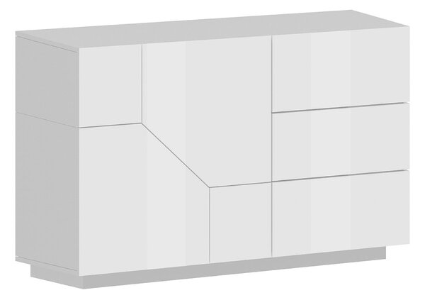 Credenza 2 Ante + 3 Cassetti 140x43x86 cm Alien Bianco Lucido